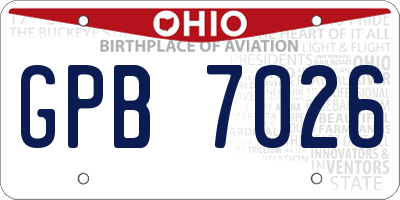 OH license plate GPB7026