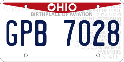 OH license plate GPB7028