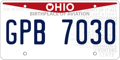 OH license plate GPB7030