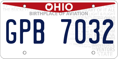 OH license plate GPB7032
