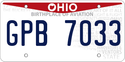 OH license plate GPB7033