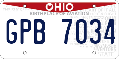 OH license plate GPB7034