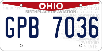 OH license plate GPB7036
