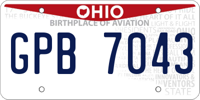 OH license plate GPB7043
