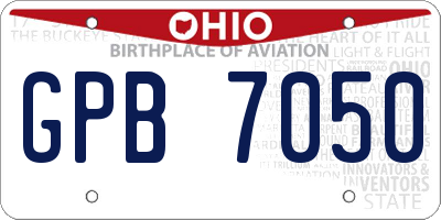 OH license plate GPB7050