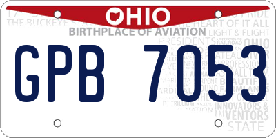 OH license plate GPB7053