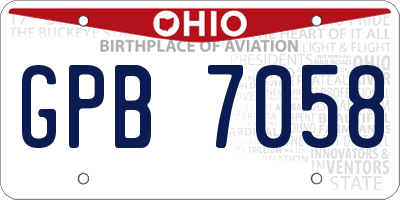 OH license plate GPB7058