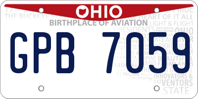 OH license plate GPB7059
