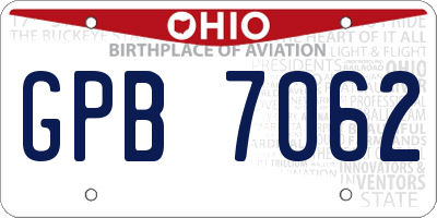 OH license plate GPB7062