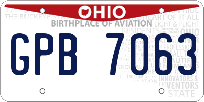 OH license plate GPB7063