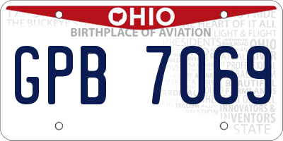 OH license plate GPB7069