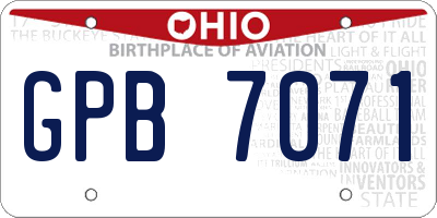 OH license plate GPB7071
