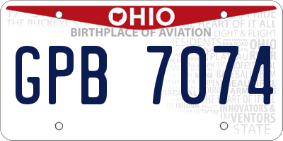 OH license plate GPB7074