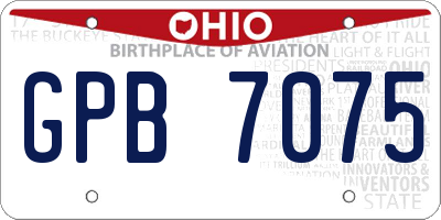OH license plate GPB7075