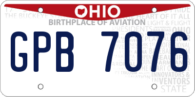 OH license plate GPB7076