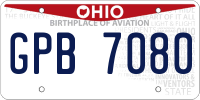 OH license plate GPB7080