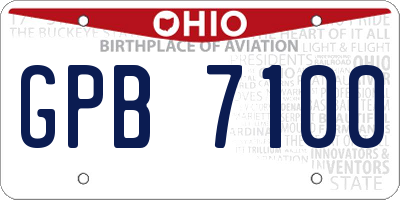 OH license plate GPB7100
