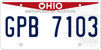 OH license plate GPB7103