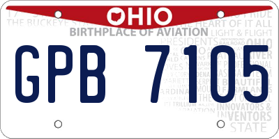 OH license plate GPB7105