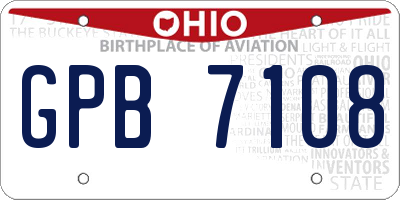 OH license plate GPB7108