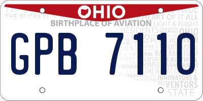 OH license plate GPB7110