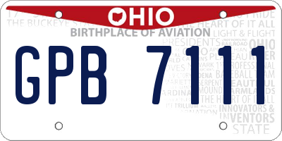 OH license plate GPB7111