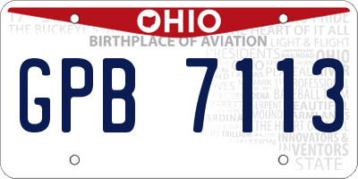 OH license plate GPB7113