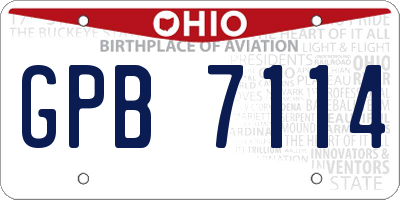 OH license plate GPB7114