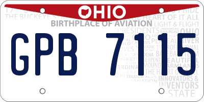 OH license plate GPB7115