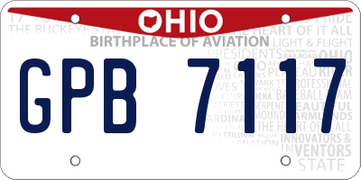 OH license plate GPB7117