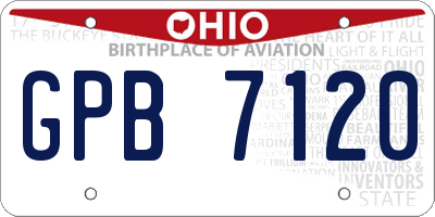 OH license plate GPB7120