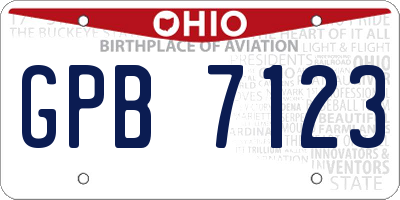 OH license plate GPB7123