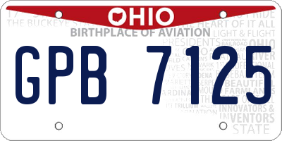 OH license plate GPB7125