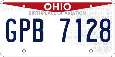 OH license plate GPB7128