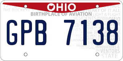 OH license plate GPB7138