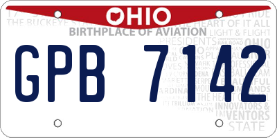 OH license plate GPB7142