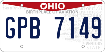 OH license plate GPB7149