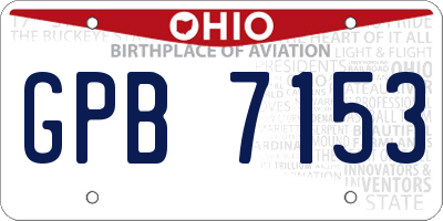 OH license plate GPB7153