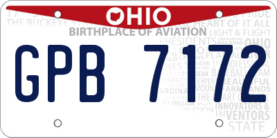 OH license plate GPB7172