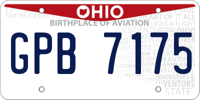 OH license plate GPB7175
