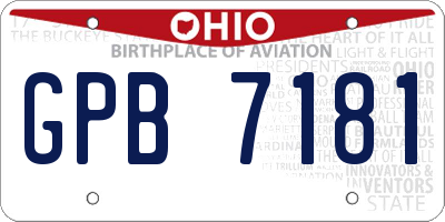 OH license plate GPB7181