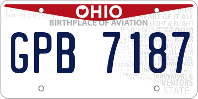 OH license plate GPB7187