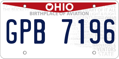 OH license plate GPB7196