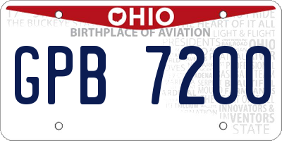 OH license plate GPB7200