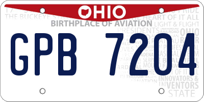 OH license plate GPB7204