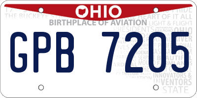 OH license plate GPB7205