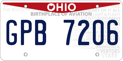 OH license plate GPB7206