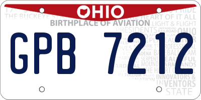 OH license plate GPB7212