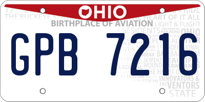OH license plate GPB7216