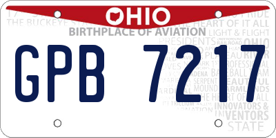 OH license plate GPB7217